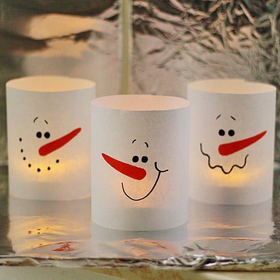 32 Best Winter Craft Ideas for Adults to Try This Season 90 32 Best Winter Craft Ideas for Adults to Try This Season 3 minute paper snowman luminaries 550 1 Winter Craft Ideas for Adults