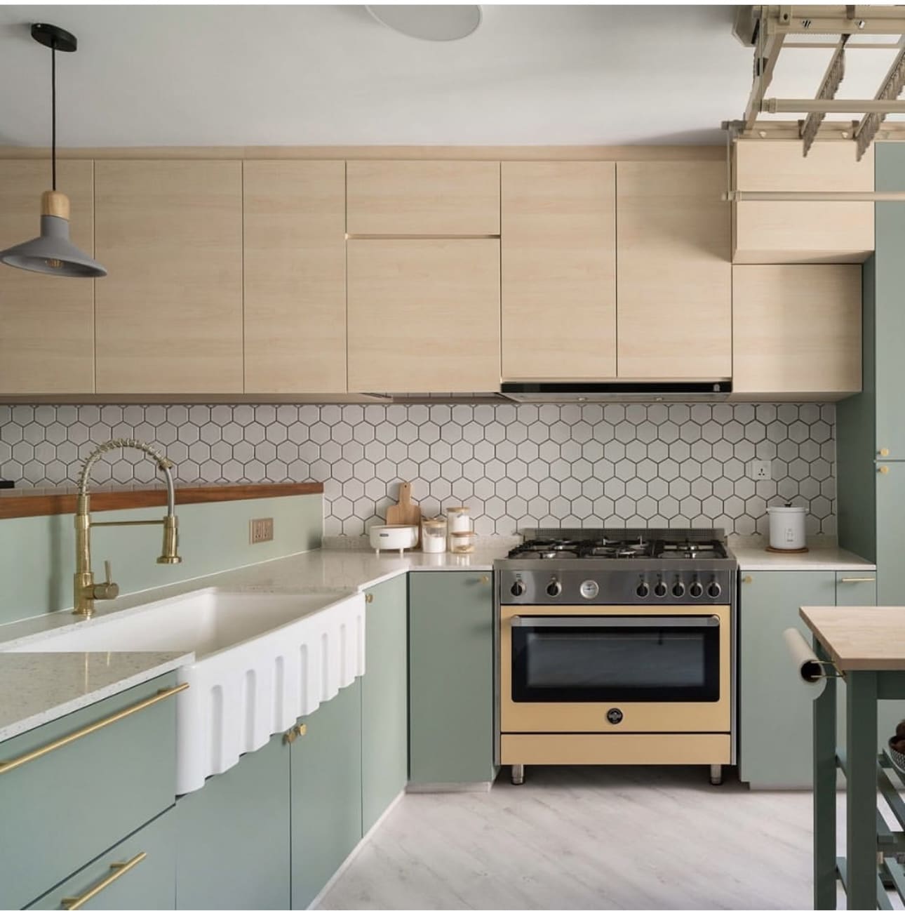 34 Beautiful Sage Green Kitchen Design Ideas to Inspire You 9 34 Beautiful Sage Green Kitchen Design Ideas to Inspire You Wood Tone and Sage Green Kitchen Cabinet