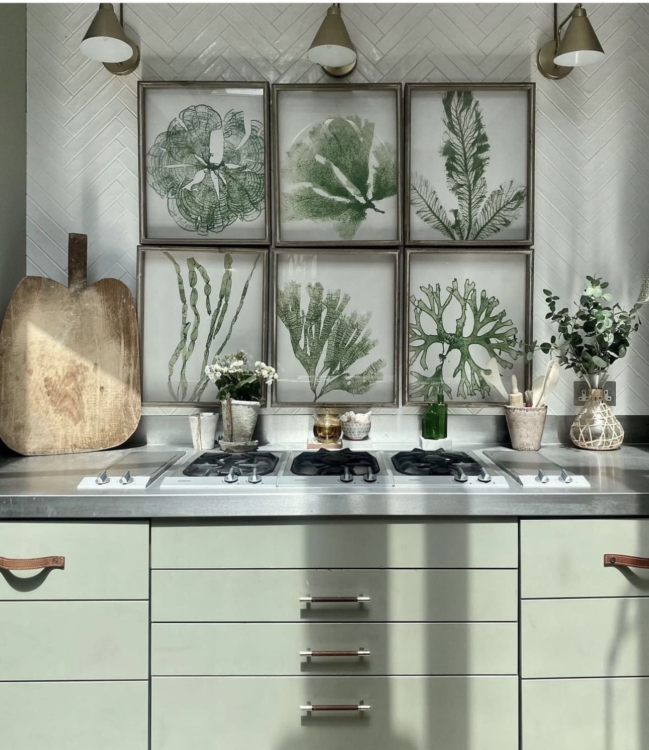 34 Beautiful Sage Green Kitchen Design Ideas to Inspire You 18 34 Beautiful Sage Green Kitchen Design Ideas to Inspire You Matching Artwork Sage Green Kitchen