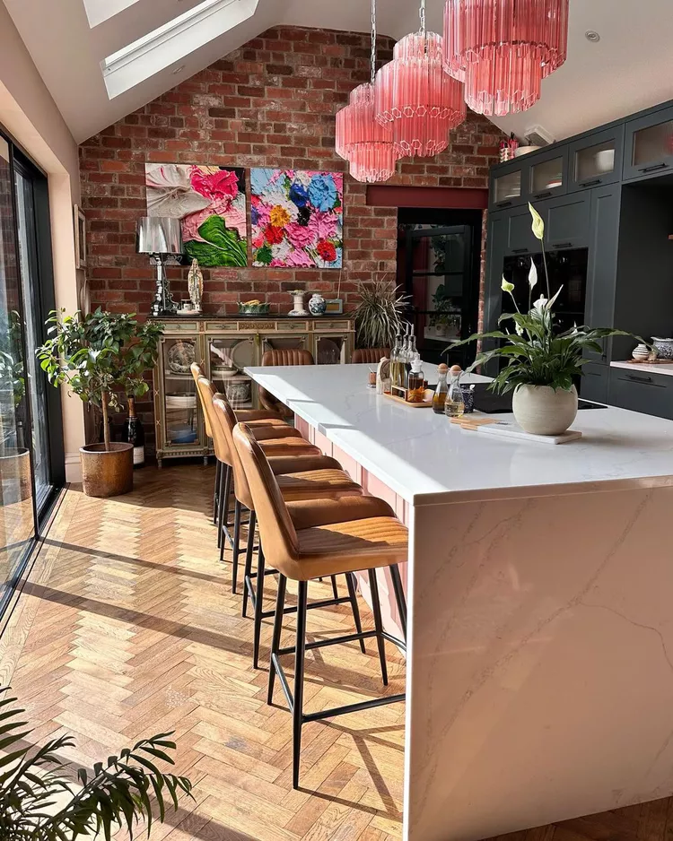 35 Stunning Pink Kitchen Design Ideas to Inspire You 73 35 Stunning Pink Kitchen Design Ideas to Inspire You ourhouseonthecrescent 6b77d0330eda42ae87cdc467fd6562d4 Pink Kitchen Design Ideas